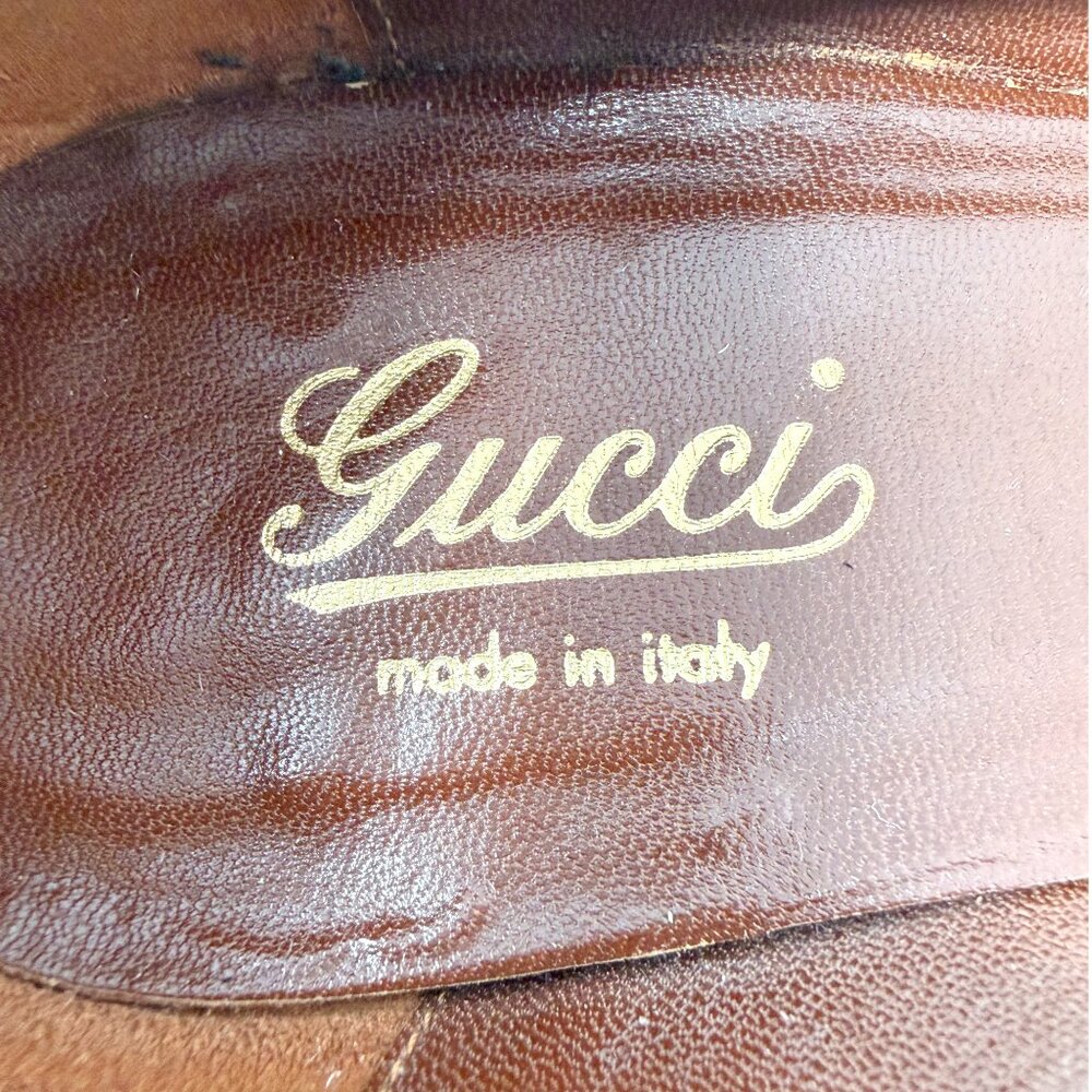 Gucci Monogram Brown Canvas Pumps Bamboo Bit Heels Size 8 Classic Designer - Picture 6 of 10